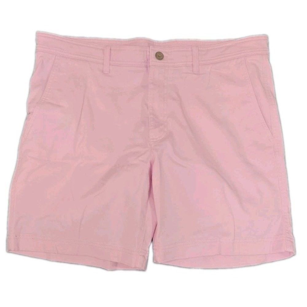 Roundtree & Yorke Shorts Mens 38 Pink Stretch Chino Golf Casual Flat Front